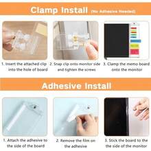 Monitor Memo Boards For Computer, Whole Transparent 2 Pack (Left & Right) Multifunction Acrylic Screen Message Reminder Pad Side Panel Phone Holder Organizer For Office Desktop, With Pen & Sticky Note - Left + Right + Bottom - View 5