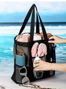 Large Capacity Storage Bag, Mesh Hollow Out Toiletry Bag, Swimming Bag, Cosmetic Bag, Multi-Function Travel Bag - Multicolor - View 9