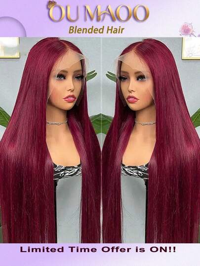 直发假发，真人混纺发丝，200%密度，13x6、13x4、5x5蕾丝前假发，真人混纺发丝，预先拔毛，高清透明蕾丝前假发，女士无胶假发，预先拔毛，即戴即用，女士无胶假发