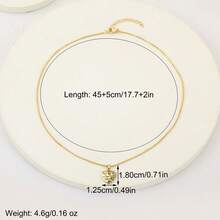 1pc 18K Gold Plated Copper Heart Shaped Pendant Necklace, Luxury Minimalist Jewelry Gift For Women - Gold - View 7