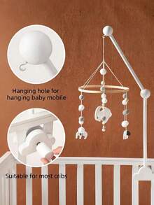 Cloud-Shaped Wooden Baby Crib Mobile Stand, Simple Hanging Baby Crib Headboard Rack, Baby Crib Accessories, Toy Hooks, Multi-Functional Support Frame - Multicolor - View 2