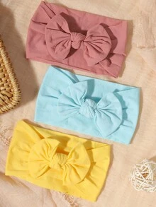 3 pezzi Fasce elastiche in nylon con grande fiocco decorativo, adatte per la primavera e l'estate - Colore misto - Visualizzare 2