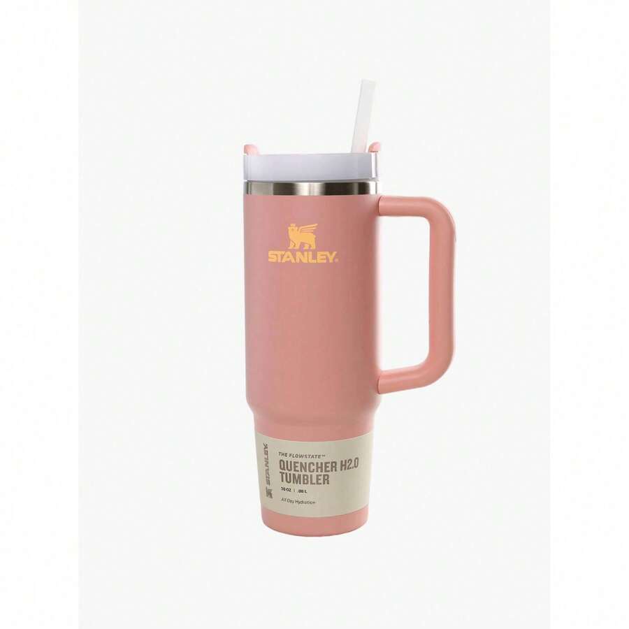 STANLEY - The H2.0 ™ Tumbler 30OZ With Handle & Straw, Stainless Steel Vacuum Travel Mug, Leakproof Lid, Large Capacity Cup, Keeps Drinks Cold All Day, For Water, Coffee, Iced Drinks 10-12572-0061 - 0061 PEACH ROSE - View 1