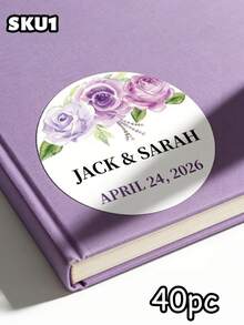 12/24/40 pièces Autocollants de cercle de mariage floral avec texte personnalisé, autocollants de mariage aquarelle rose personnalisés, noms de couple personnalisés et date de décoration, autocollants de fleurs romantiques pour invitations/souvenirs/cadeaux de retour pour les invités, parfait pour le mariage, la douche de mariée, la fête de fiançailles, cadeau unique pour la mariée, le marié, les décorations de mariage, les faveurs de mariage pour les invités - Multicolore - Voir 11