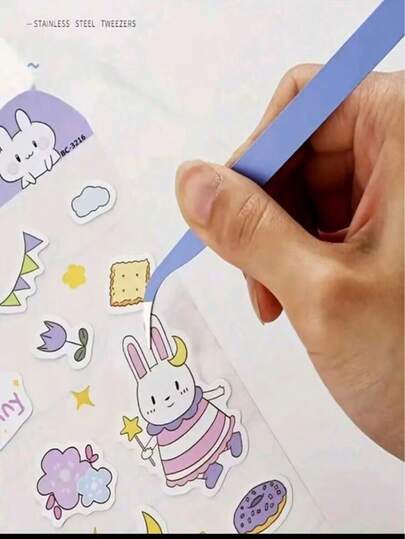 6pcs Macaroon Color Stainless Steel Precision Tweezers, Suitable For Handcraft, Nail Art, Stickers And DIY, No Power Drive, Odorless, Multi-Color Assorted