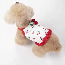 Cute Cat Vest, Suitable For Spring, Summer And Autumn, Fit For American Shorthair, Kittens, Small Dogs. Also Available In Rabbit Clothes And Pet Clothes. Thin Red Spaghetti Strap Cherry Dress For Pet Cats And Dogs In Spring And Summer - Red - View 10