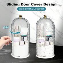 Toothbrush Holders With Sliding Lid, Rotating 3 Slots Bathroom Organizer Countertop, Tooth Brush Toothpaste Holder Bathroom Counter Stand Caddy Vanity Makeup Brushes Holder (White) - trắng - Xem 3