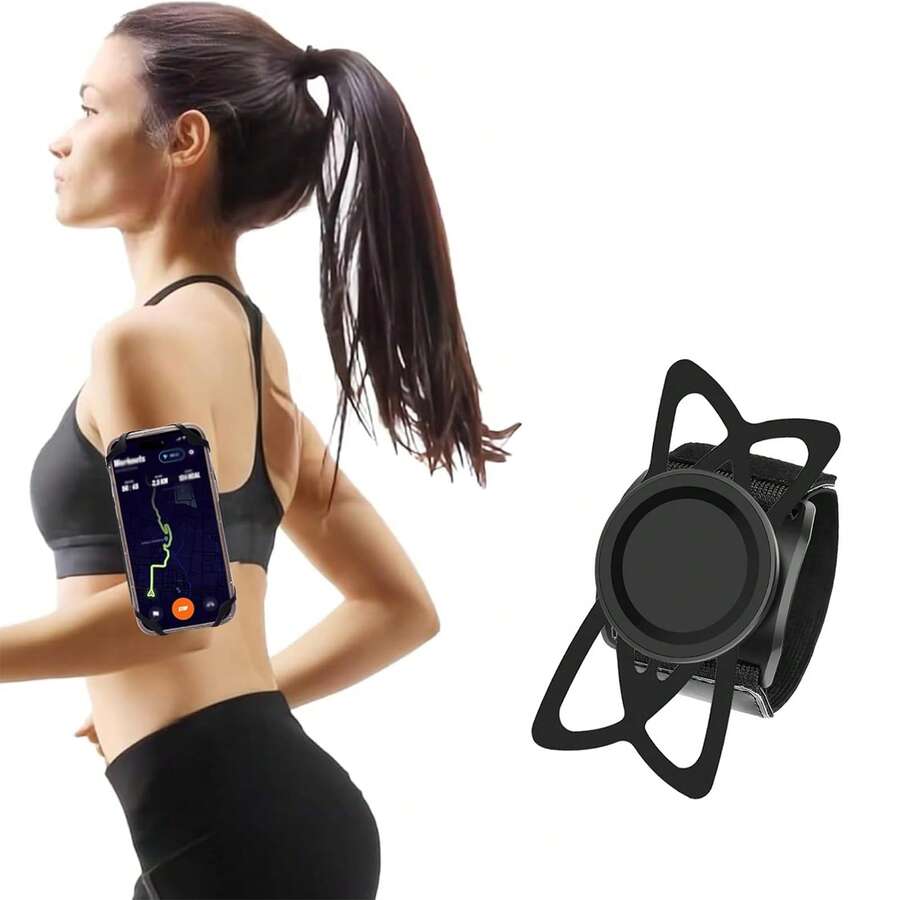 Magnetic Adhesive Phone Armband, Silicone Elastic Band Fixation, Running Fitness Phone Holder, Hands-Free, Gift For Friends And Family - Black-1 - View 1
