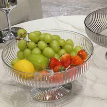 1pc High Foot Fruit Plate, Snack & Candy High Foot Plate, Made Of PET Material, Unbreakable - Clear - View 6