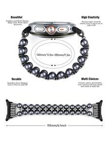 1pc Watch Band + Case Set For Galaxy Watch 8, 1pc Women's Jewelry Rhinestone Metal Fashion Watch Band, Fit For Galaxy Watch 8 40mm 44mm, Adjustable Replacement Strap Accessories Sport Band Suitable For 5.5-6.3 Inch Wrist - Space Grey - View 4