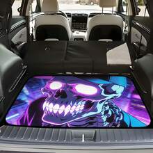 1 pieza Alfombra extra gruesa para maletero de coche con estampado de calavera, revestimiento impermeable y a prueba de polvo, fácil de limpiar, adecuado para SUV, sedán, camioneta, protege eficazmente el maletero - 100 cm x 75 cm - Ver 16