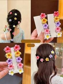 迷你花朵发夹，适用于发髻、编发、染色、马尾辫、旅行和摄影 - 彩色 - 查看 2