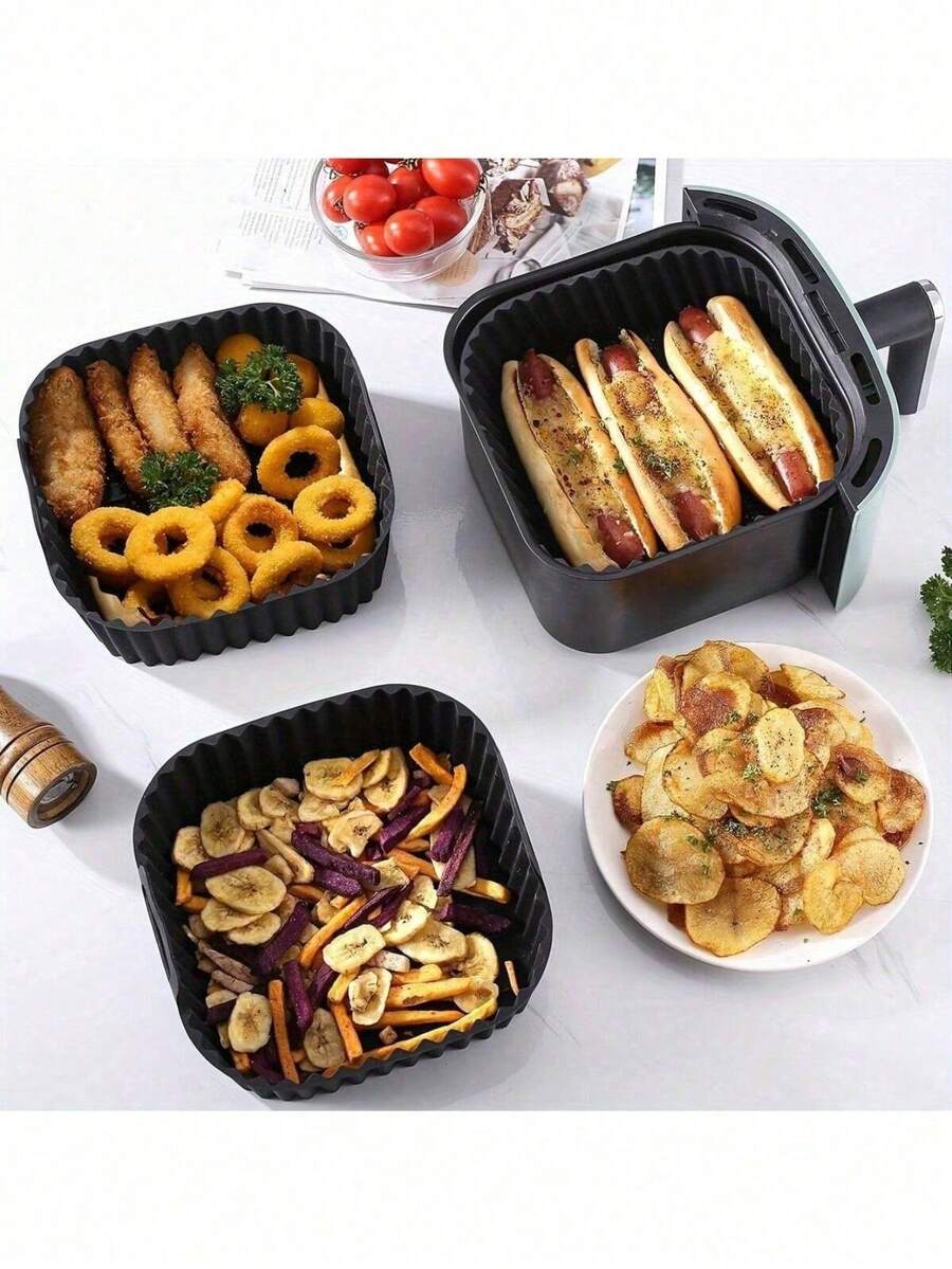 1/2 Khay nướng bằng silicon dùng cho nồi chiên không dầu, chịu nhiệt cao, khay hấp silicon chuyên dụng để nướng bánh. - Nhiều màu - Xem 1