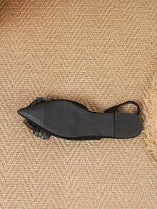 Giày sandal đế bằng nữ mũi nhọn, màu đen, kiểu dáng casual, thắt nơ bên hông, thời trang xuân/hè mới. - màu đen - Xem 6