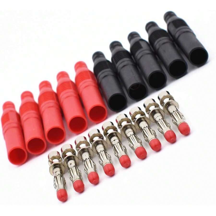 10 Uds. Sello de aislado protección cubierto 4mm conectores Banana soldadura adaptadores para prueba de multímetro 3LQ2 - 10 piezas de 5 colores - Ver 1