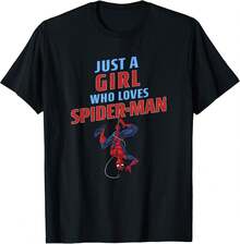 SPIDER-MANS Classic Just A Girl Who Loves SPIDER-MANS T-Shirt Tops For Women,Men Clothes,Mens Tshirts,Boys Tshirt,Girls Clothes,Girls Tops,Girls Holiday,Summer Tops,Graphic Tee,Summer Clothes,Family Matching Outfit,Summer Holiday Outfits - 黑色 - 查看 1