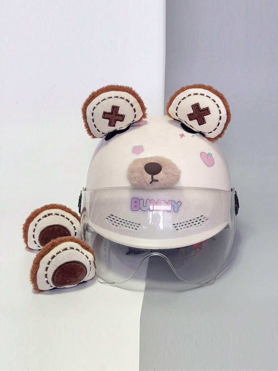 2/3pcs Detachable Cute Dog Ear / Bear Ear / Cat Ear With Bow Motorcycle/Electric Bike Helmet Decorative Accessories - Multicolor - View 1