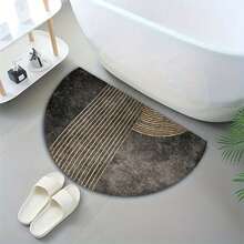 1pc Modern Half-Circle Door Mat/Rug, Featuring Golden Geometric Lines. Suitable For Indoor/Outdoor Use, Machine Washable Half-Circle Entrance Mat, Modern Arched Floor Mat,Room Deocr,Home Décor - 彩色 - 查看 5