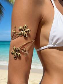 1pc Women's Hollow Flower & Butterfly Openwork Arm Cuff - Golden Yellow - View 5