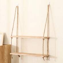 Minimalist Wall-Mounted Lanyard Rack, Wooden Display Shelf For Walls In Living Rooms And Bedrooms, Country-Style Wall Rack. It Can Serve As Storage Rack For Home Bathrooms And Hallways, And Is Suitable As Birthday And Graduation Gifts. - Apricot - View 3