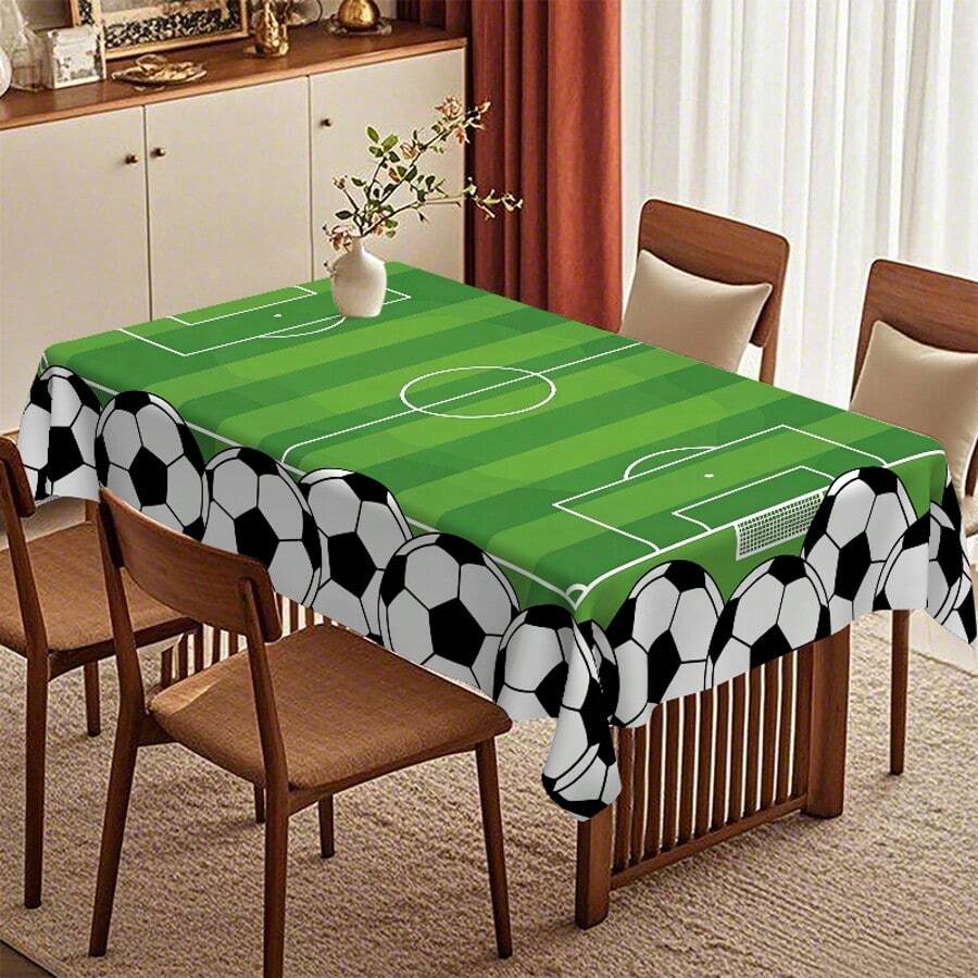 1pc Reusable & Washable Football Pattern Tablecloth, Suitable For Party, Kitchen, Outdoor Decoration - Multicolor - View 1