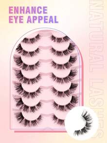 7 Pairs Cat Eye Lashes, Natural Thickening Curly Cartoon Style False Eyelashes - Magnifying Effect, Cosplay & Travel Makeup Essential - Black - View 4