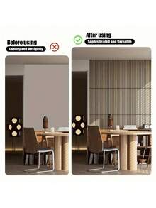 3D木纹纹理自粘泡沫壁纸，竖条纹墙板，易于安装和移除，适用于客厅、办公室、卧室等家居装饰 - 格柵木紋 - 查看 10