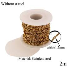 2-Meter Stainless Steel 18K Gold-Plated Fashion Chain With A Cross Design And Textured O-Links; Necklace And Bracelet DIY Jewelry Making; Suitable For Everyday Wear - Multicolor - View 12