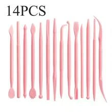 Bộ dụng cụ nghệ thuật gốm sứ 27 món, gồm que nặn đất sét acrylic và bảng tạo hình. - Bộ dụng cụ làm gốm 27 món cỡ K (màu hồng) - Xem 2