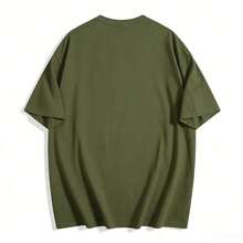 Women's Solid Color Simple Crewneck Short-Sleeved Summer T-Shirt, Daily Wear-Unisex Summer Casual Vintage Cotton Printed T-Shirts For Couples - 綠色 - 查看 2