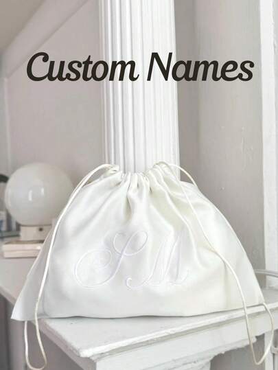 Satijnen stofzak: Geborduurd monogram op maat, handgemaakte opbergtas, stofzak, cadeautas, verpakking, opbergtas, handtas, handgemaakt, gemaakt in de VS, portemonnee, reistas, tas met trekkoord, beschermtas, borduurwerk, monogram op maat.