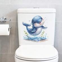 1/2片装可爱海豚马桶贴纸 水彩海洋动物浴室墙贴 防水可移除自粘PVC材质 适用于卫生间、洗手间、浴缸 家居艺术装饰 - 海豚馬桶貼 - 查看 6