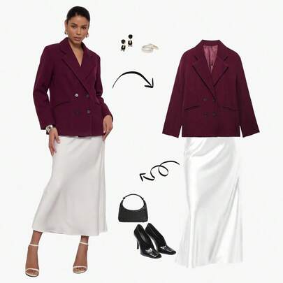 Women's Double-Breasted Lapel Casual Blazer, Spring/Summer