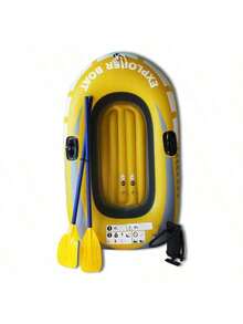 1-2 Persona Kayak Inflable, Bote Inflable, Canoa, Bote de Pesca Inflable, Balsa Flotante, Yate Inflable, Juguete Adulto para Piscina y Lago, Fondo Inflable de PVC Amarillo/Verde - Multicolor - Ver 7