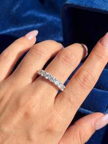 1枚S925纯银永恒立方氧化锆戒指 - 全镶钻设计，优雅女士精美珠宝，适合订婚、日常佩戴和送礼。 - 鋯石戒指 - 查看 5