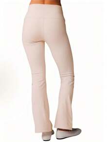 Alo Yoga Women's Airbrush High-Waist Flutter Legging | Sculpting Performance Fabric | Bootcut Flare Yoga Pants | Luxury Studio-To-Street Athletic Trousers - 杏色 - 查看 8