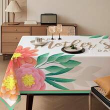 1pc Mother's Day Themed Printed Tablecloth - 100% Polyester, Rectangular, Woven, Suitable For Home Kitchen Dining Room, Parties, Picnics, Dates, Weddings, Theme Parties, Indoor/Outdoor Use, Mother's Day Gift - Multicolor - View 5