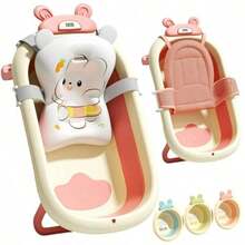 Bañera para Bebé Bañera Plegable con Sensor de Temperatura Cojín Antideslizante y Red para Baño Juego de 3 Lavabos Plegables para Bebé Recién Nacido a 18 Meses Rosa - Rosa - Ver 7