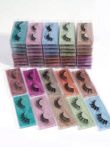 MAANGE 50/2 Pairs High Quality Faux Mink Eyelashes, Individually Packaged, Mixed Styles, Boxed, Natural Criss-Cross Thick Lashes, Cat Eye Lashes, Faux Mink Lashes, Criss-Cross Long Lashes, Thick Curly Lashes, Suitable For Parties, Cartoon Style Lashes, Natural Thin Curly Lashes, Enlarging Eyes, Travel Essential. Wedding, Party, Women's Gift, Date Gift (For Female), Girlfriend, Wife, Mother, Birthday Gift, Party Gift - Black - View 7