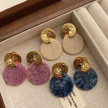 Exquisite Round Stud Earrings, Contrasting Color Luxurious Niche Design, Fashionable Smooth Fresh Versatile Earrings For Women - Star - View 5