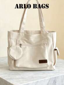 2pcs/Set Multi-Pocket Design Mother-Child Tote Bag - Beige - View 6