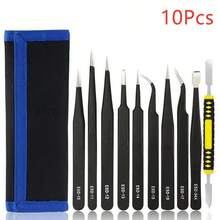 Industrial Precision Stainless Steel Tweezers Set Anti-Static ESD Maintenance Tools Curved Straight Tweezers Repair Tools - Multi-piece Set - View 10