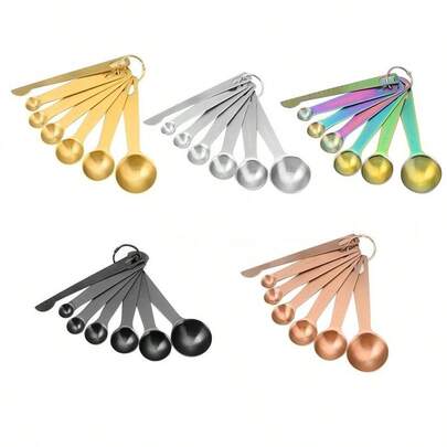 7pcs Metal Measuring Spoons Set, Stainless Steel Baking Measuring Spoons With Leveler, Metric And US Dual Units, Suitable For Measuring Dry And Wet Ingredients, Convenient Storage, Ideal For Cooking, Baking, Home Kitchen, Kitchen Tools, Baking Supplies, Apartment Essentials, Can Be Placed In Spice Jars