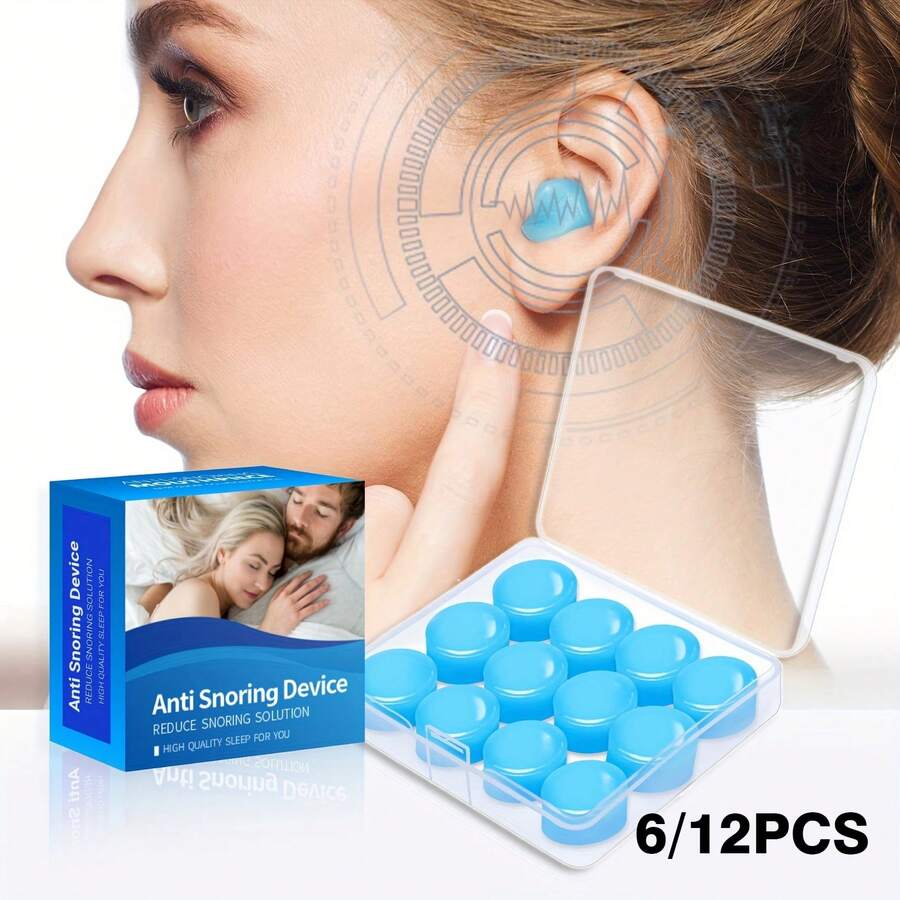 6/12pcs Reusable Plastic & Silicone Sleeping Earplugs - For Adults, Suitable For Music Concerts, Swimming, Snoring, Reading, Resting, Flights, Super Noise-Proof Swim Earplugs, Non-Irritating