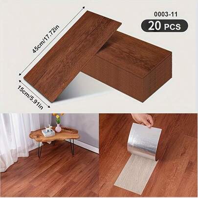 20 piezas de baldosas de piso de PVC, piso grueso y resistente al desgaste para casa de alquiler, dormitorio, pegatina autoadhesiva de grano de madera de vinilo - impermeable, removible, textura de madera realista, adecuado para renovación, resistente al agua y al aceite, fácil de instalar, hazlo tú mismo