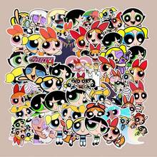 50张飞天小女警可爱卡通贴纸，可用于文具、滑板、水瓶、手机等。 - 彩色 - 查看 4