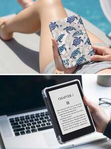 海龟贝壳图案平板电脑保护套，兼容 iPad Air 11 英寸 M3 2025 / M2 2024、Air 第五代 2022、(A16) 11 英寸第十一代 2025，兼容三星 Galaxy Tab、Kindle Paperwhite 第十二代 2024，透明背壳，时尚图案保护套，支持自动睡眠/唤醒功能，气囊保护，适合送礼和办公使用。 - 彩色 - 查看 10