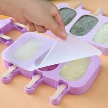 1pc Cute Cartoon Silicone Ice Cube/Ice Cream Mold, Homemade Ice Pop/Ice Lolly/Ice Cream Maker With 50pcs Ice Pop Sticks - Multicolor - View 5