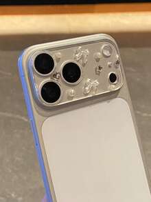Película protectora de cámara con lazo de perla y cristal de Rin adecuada para iPhone 17 Pro Max 17 Pro, accesorio de protector de pantalla de vidrio templado transparente y de moda - lazo blanco - Ver 4