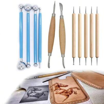 Bolígrafo de punteado de mandala, herramienta de estampado en cuero, cincel y estilógrafo - Herramientas de arcilla para cerámica, arte y hobby de escultura y modelado